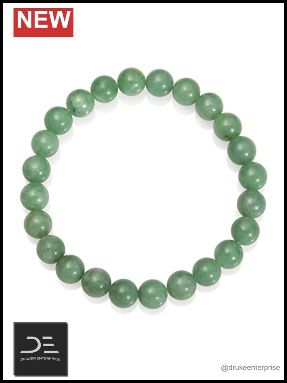 Natural Green Jade Good Fortune Stretch Bracelet 8mm Women